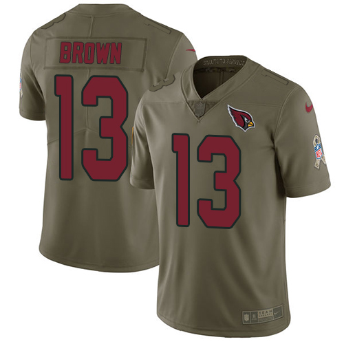 Nike Cardinals #13 Jaron Brown Olive Men's Stitched NFL Limited Salute to Service Jersey